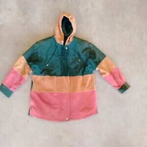 Gitano Mens Size Large Vintage Suede Leather Color Block 90's